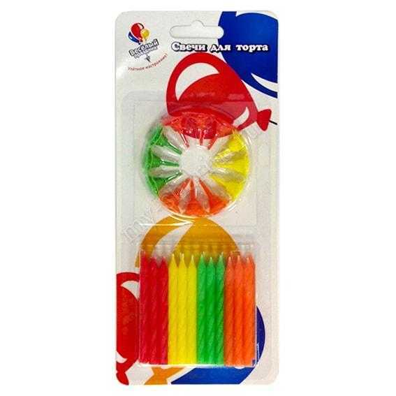 Свечи Неон с держателями 24шт. Свечи Неон с держателями 24шт.