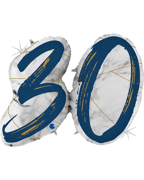 Шар Цифра 30 Синий 109см — изображение 1